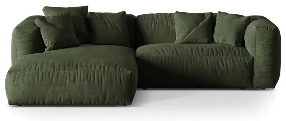 Divano angolare componibile verde (con penisola a sinistra/con chaise lounge) con rivestimento in velluto Martina – Micadoni