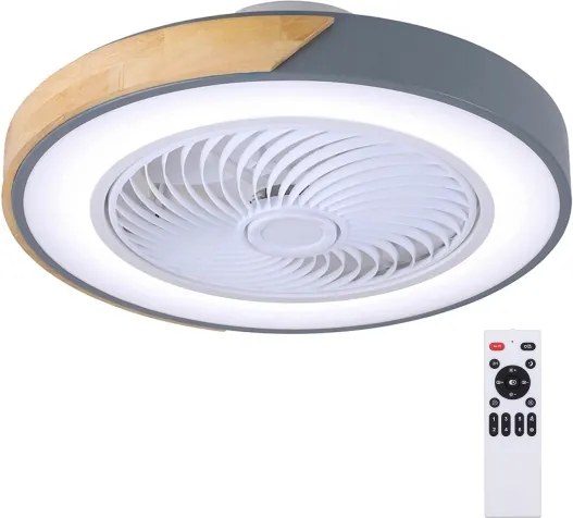 Brilagi - Plafoniera dimmerabile a LED con ventilatore, 38W/230V, 50 cm, grigio/rovere + telecomando