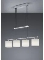 Sospensione Garda Nichel 4 Paralumi Tessuto Bianco L77 cm Trio Lighting