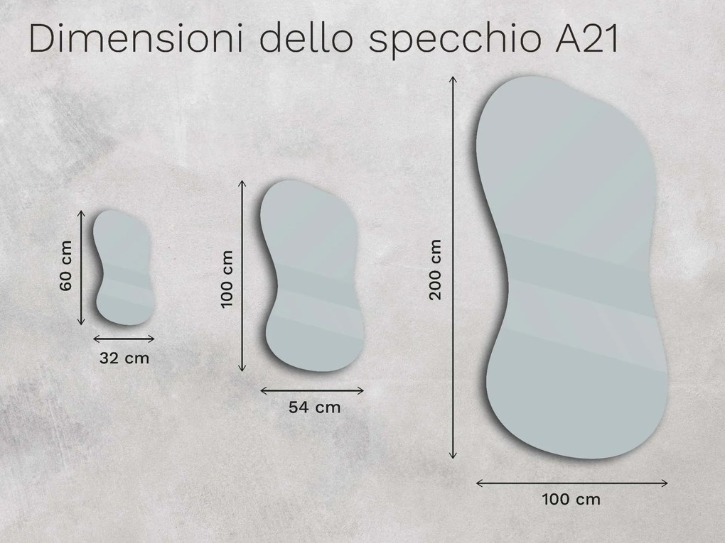 Specchio organico LED con illuminazione A21