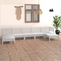 Set Divani da Giardino 7 pz Bianco in Legno Massello di Pino cod mxl 36782