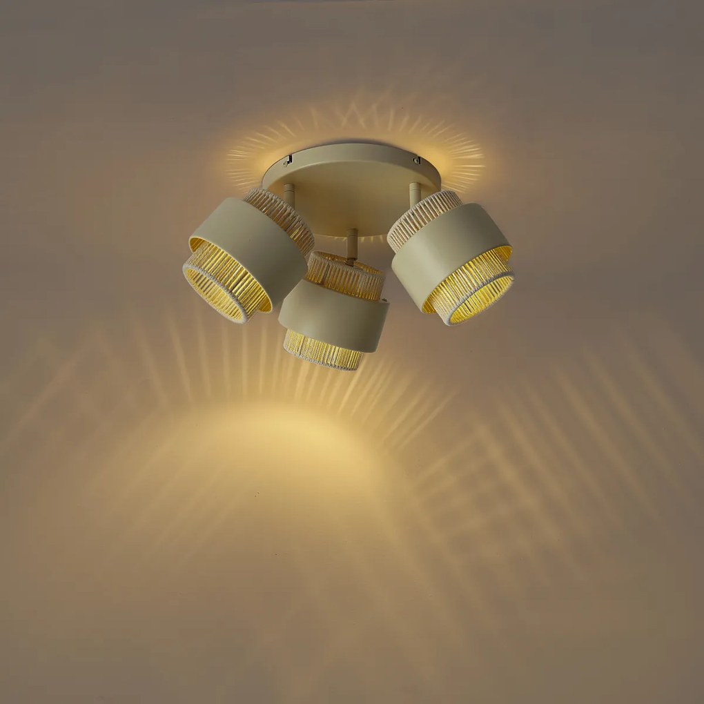 Faretto da soffitto moderno beige a 3 luci con faretti orientabili - Kora