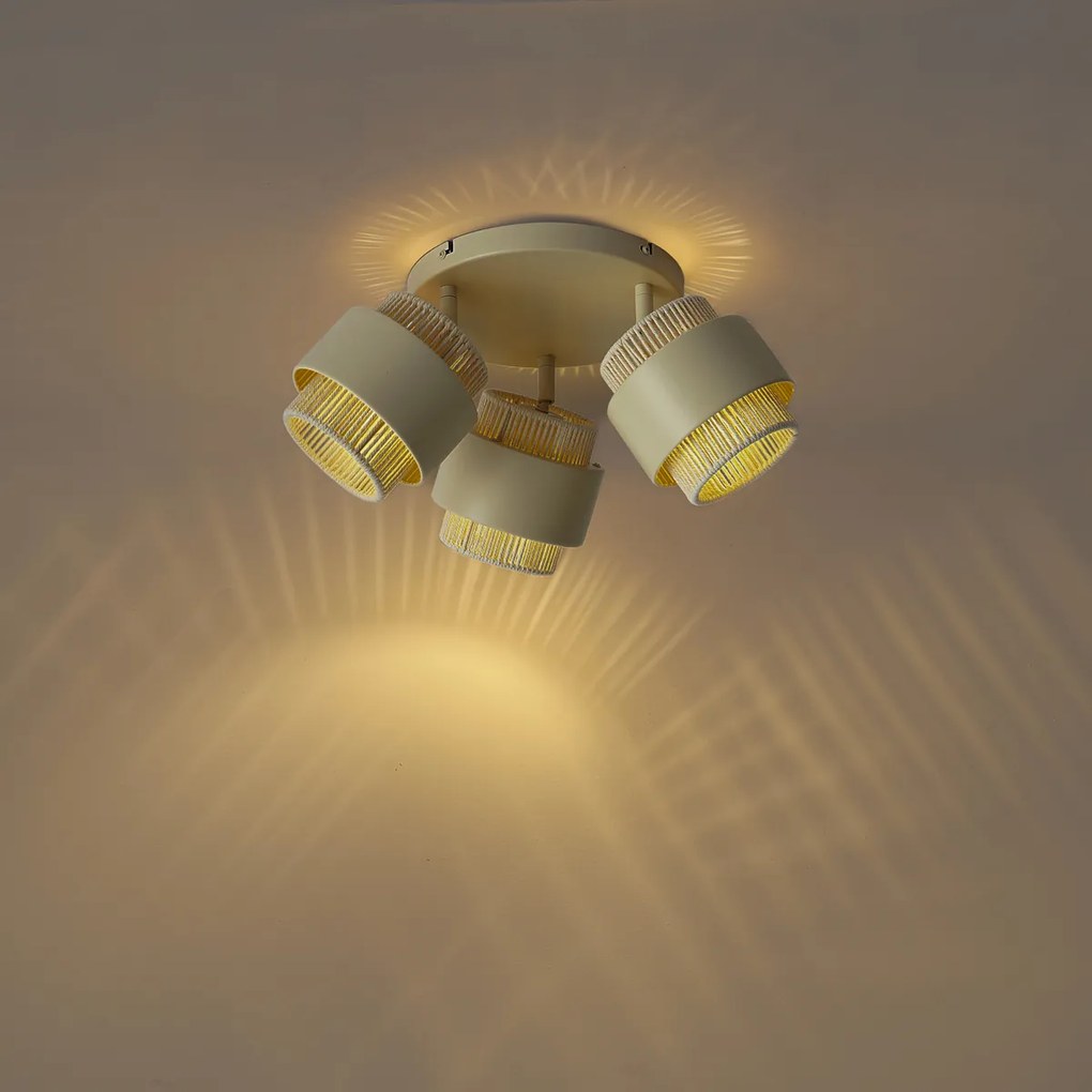 Faretto da soffitto moderno beige con oro 3 luci orientabile e inclinabile - Kora