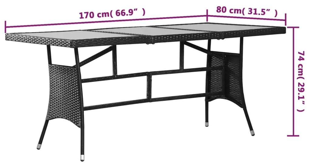 Tavolo da Giardino Nero 170x80x74 cm in Polyrattan