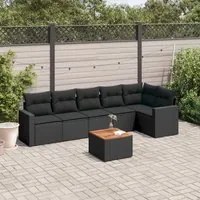 Set Divani da Giardino con Cuscini 7pz Nero Polyrattan 3224130