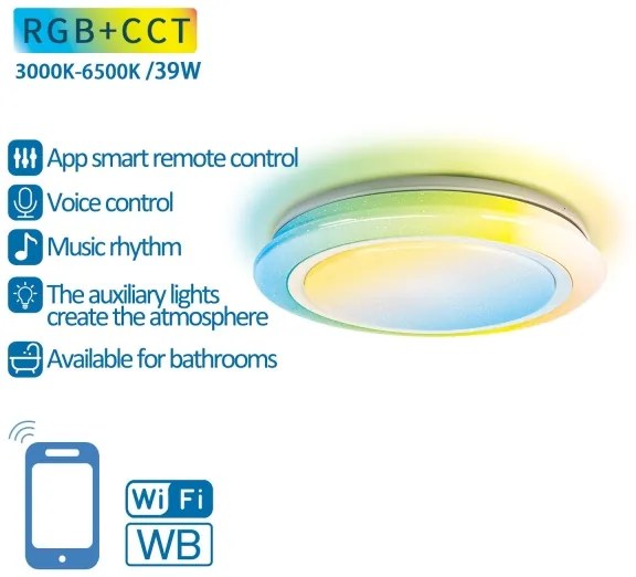 Aigostar LED RGBW dimmerabile bagno 39W 230V 50 cm Wi-Fi IP44