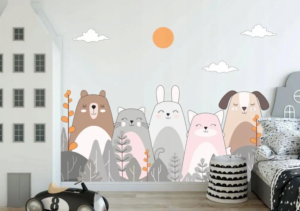 Adesivo murale con animali carini 80 x 160 cm
