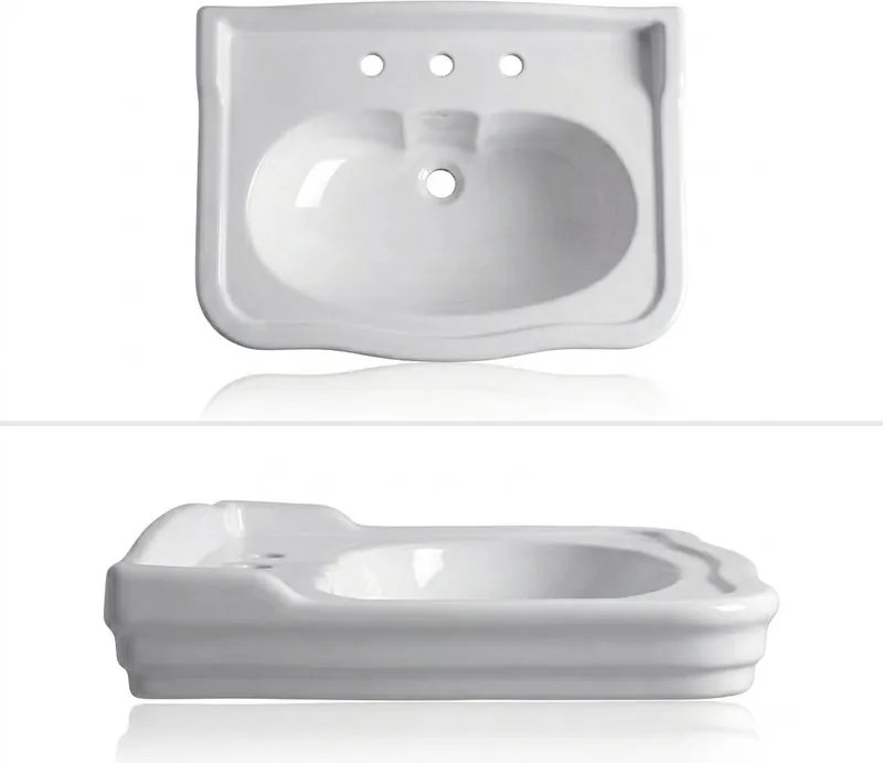 Lavabo sospeso Impero rettangolare in ceramica bianco 3 fori 70 cm