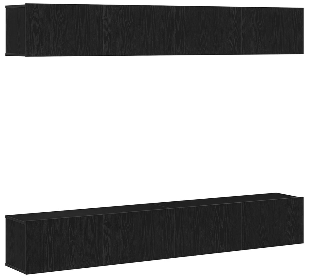 Set di mobili per tv a parete in 4 pezzi di in legno ingegnerizzato nero rovere