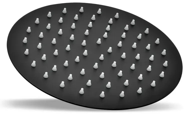 Set doccia incasso Lizzy nero opaco con braccio e soffione tondo 25 cm