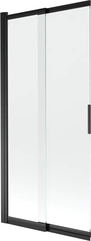 Mexen Fox paravento per vasca da bagno a 2 ante scorrevoli 85 x 150 cm, trasparente, nero - 891-085-002-70-00
