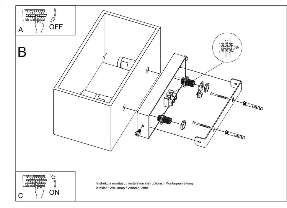 Lampada da parete nera Maxi Geo - Sollux