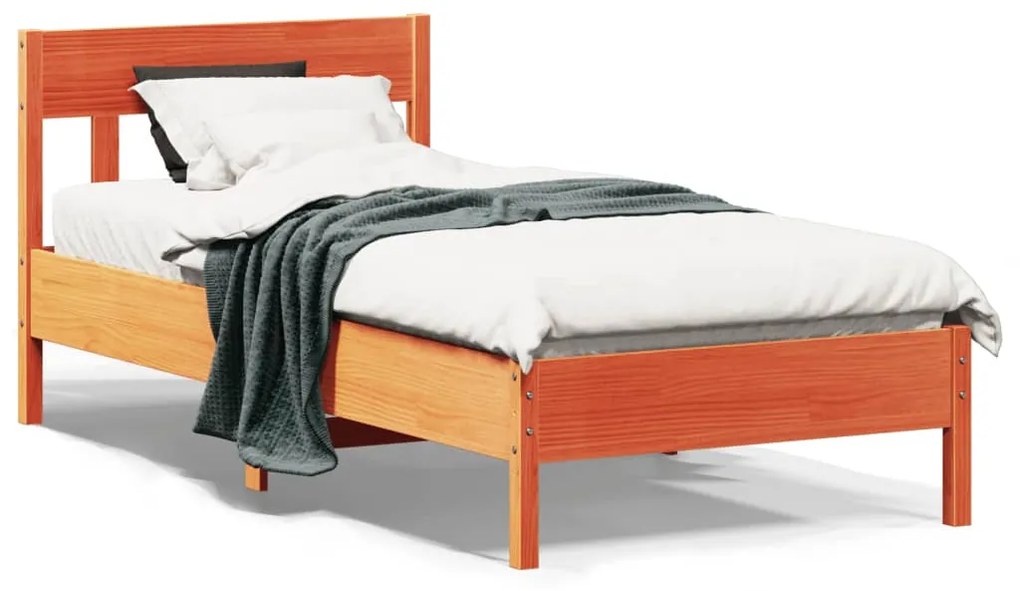 Letto Senza Materasso Marrone Cera 90x200 Cm Legno Di Pino /