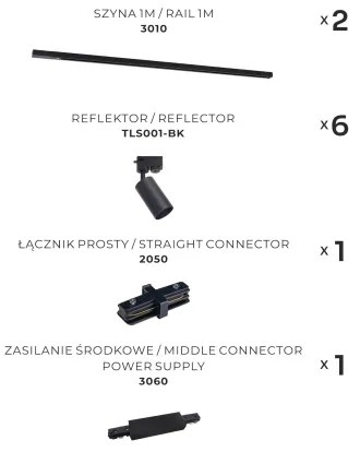 Zuma Line 3021 - Faretto per sistema a binario TUBE 6xGU10/35W/230V nero