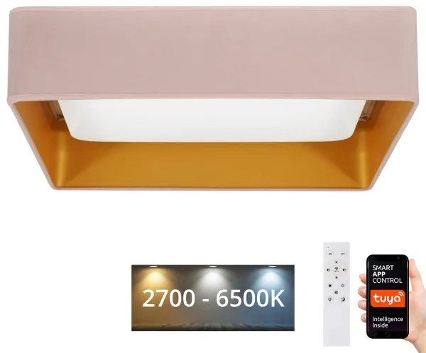 Brilagi-LED Plafoniera dimmerabile VELVET SQUARE LED/36W/230V Wi-Fi Tuya + telecomando rosa