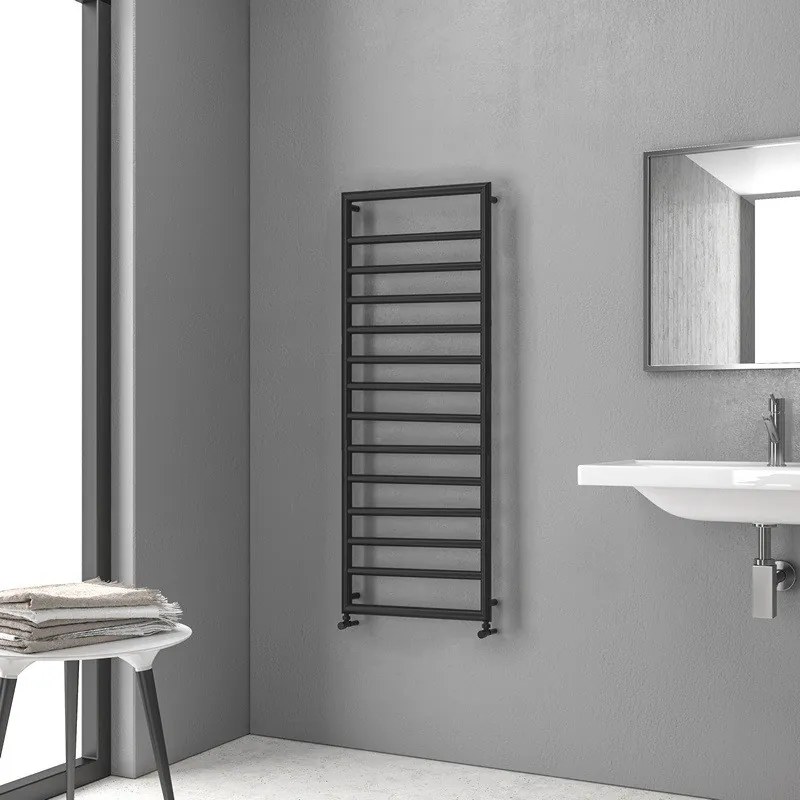 Kamalu - termoarredo scalda salviette 1300x500mm colore nero opaco kam-d7013n