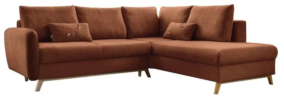 Divano letto angolare arancio mattone L, angolo destro Scandic Lagom - Miuform