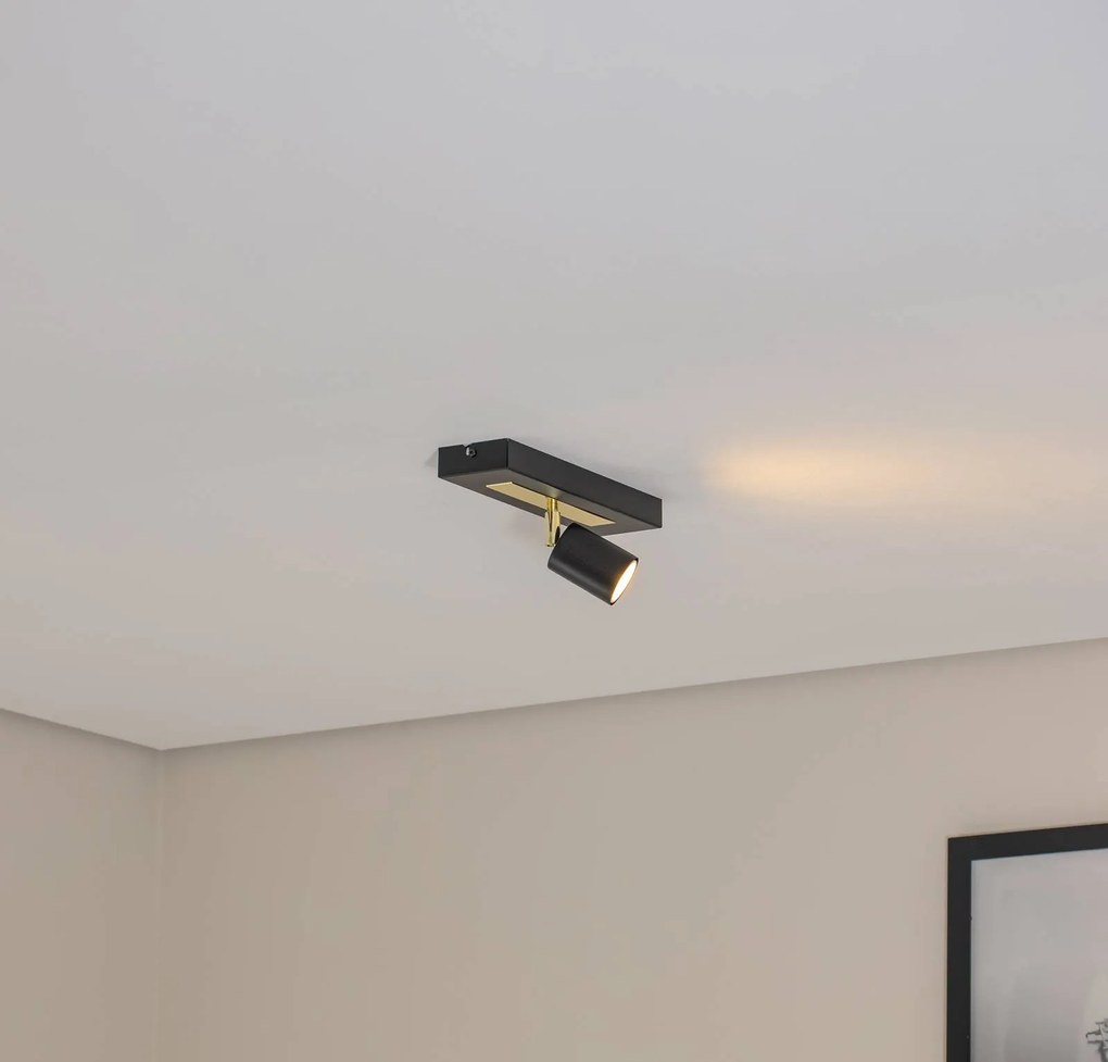 Luminex Faretto da soffitto Rodez, nero/oro, lunghezza 30 cm, acciaio