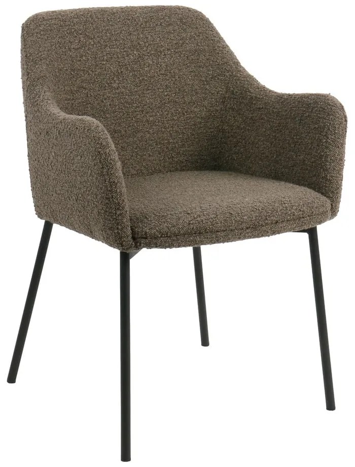 Sedia da pranzo marrone in imbottito con braccioli Melilla – House Nordic