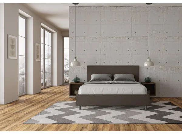Letto matrimoniale contenitore imbottito 160x190 similpelle cappuccino Adele