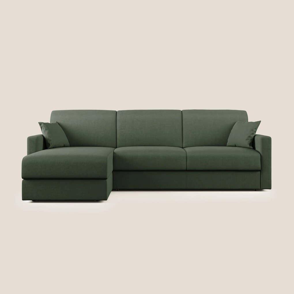 Chris Divano letto angolare con penisola in microfibra smacchiabile T11 verde