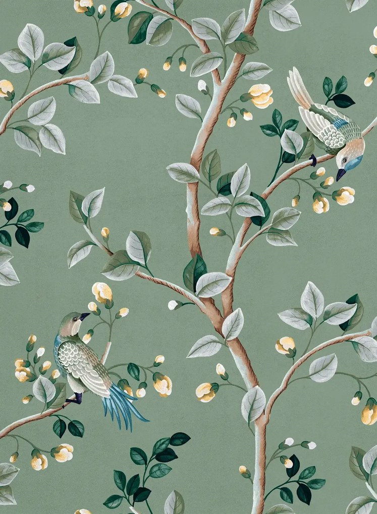 Coordonne Carta da parati Birds Prosperity - Jade