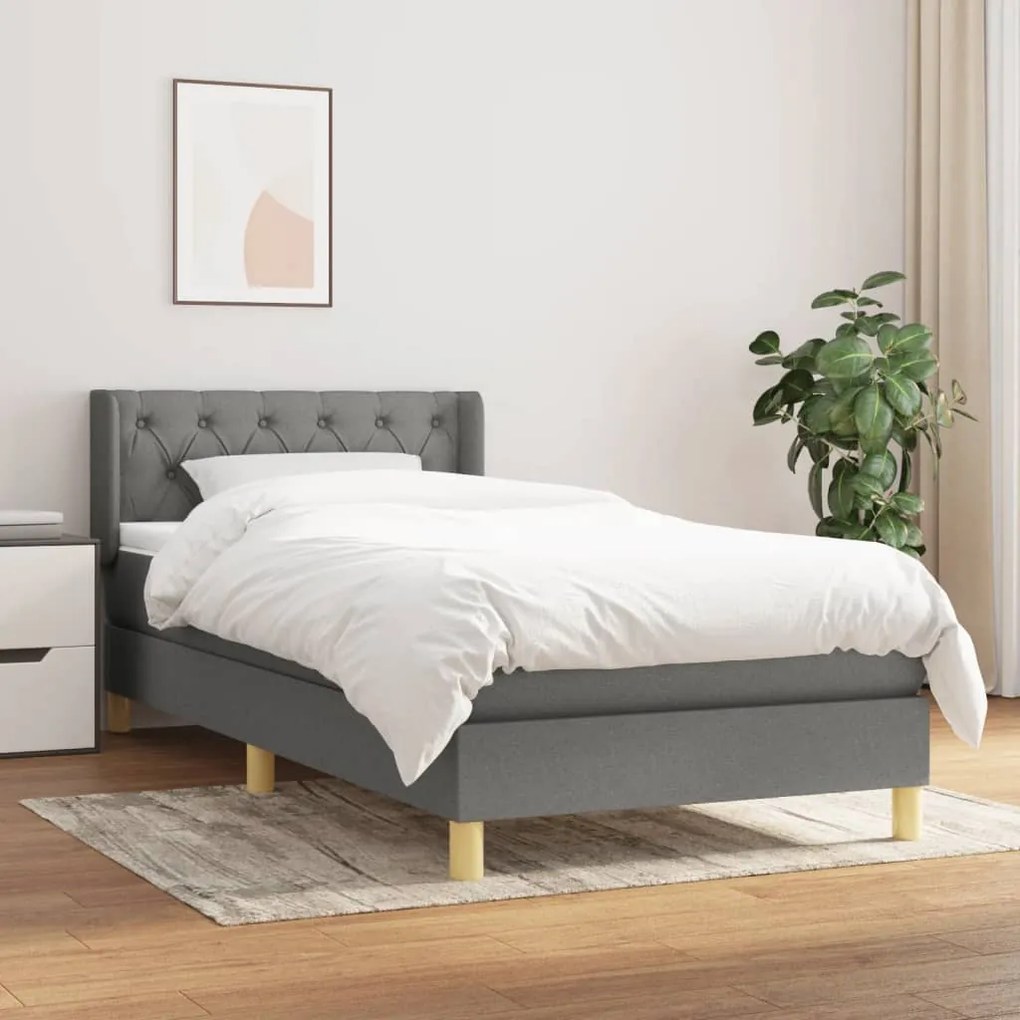 Giroletto A Molle Con Materasso Grigio Scuro 80x200 Cm Tessuto /