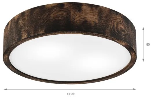 Lampada a soffitto OAK SMOKY 2xE27/15W/230V Ø37,5 cm rovere marrone scuro