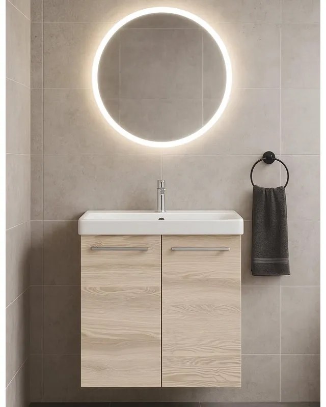 Mobile bagno con lavabo L 60 x H 57.7 x P 33 cm rovere ribeira, 2 ante per vasca centrale Remix