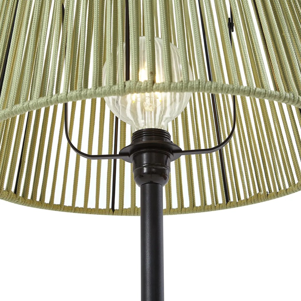 Lampada da terra per esterni nera con paralume in corda verde IP44 - Virginia Jayla