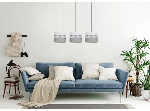Lampadario su corda CORAL 3xE27/60W/230V  bianco/grigio