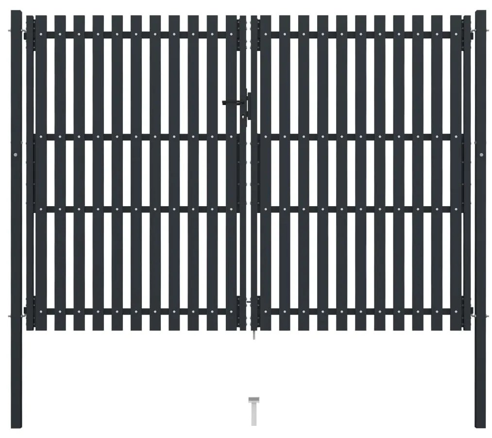 Cancello Per Recinzione Doppio İn Acciaio 306x250 Cm Antracite /
