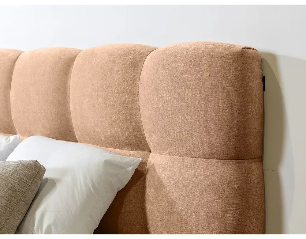 Letto matrimoniale imbottito rosa chiaro rete inclusa 160x200 cm Kumo - Bobochic Paris