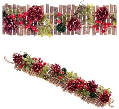 Appendino per Porte Natale Rosso Multicolore Rattan Plastica Foam Ananas 50 x 10 x 6 cm