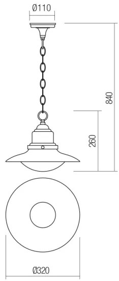 Redo 90094 - Lampadario a sospensione con catena per esterni ELIO 1xE27/42W/230V IP44