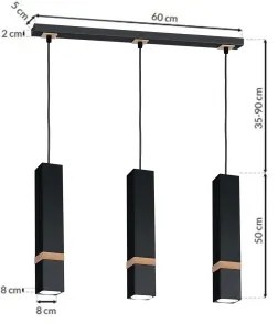 Lampadario a sospensione con filo VIDAR 3xGU10/25W/230V nero
