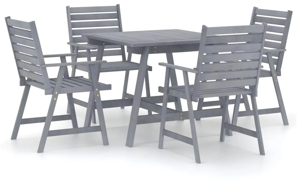 Set pranzo da giardino 5 pz in legno massello di acacia grigio