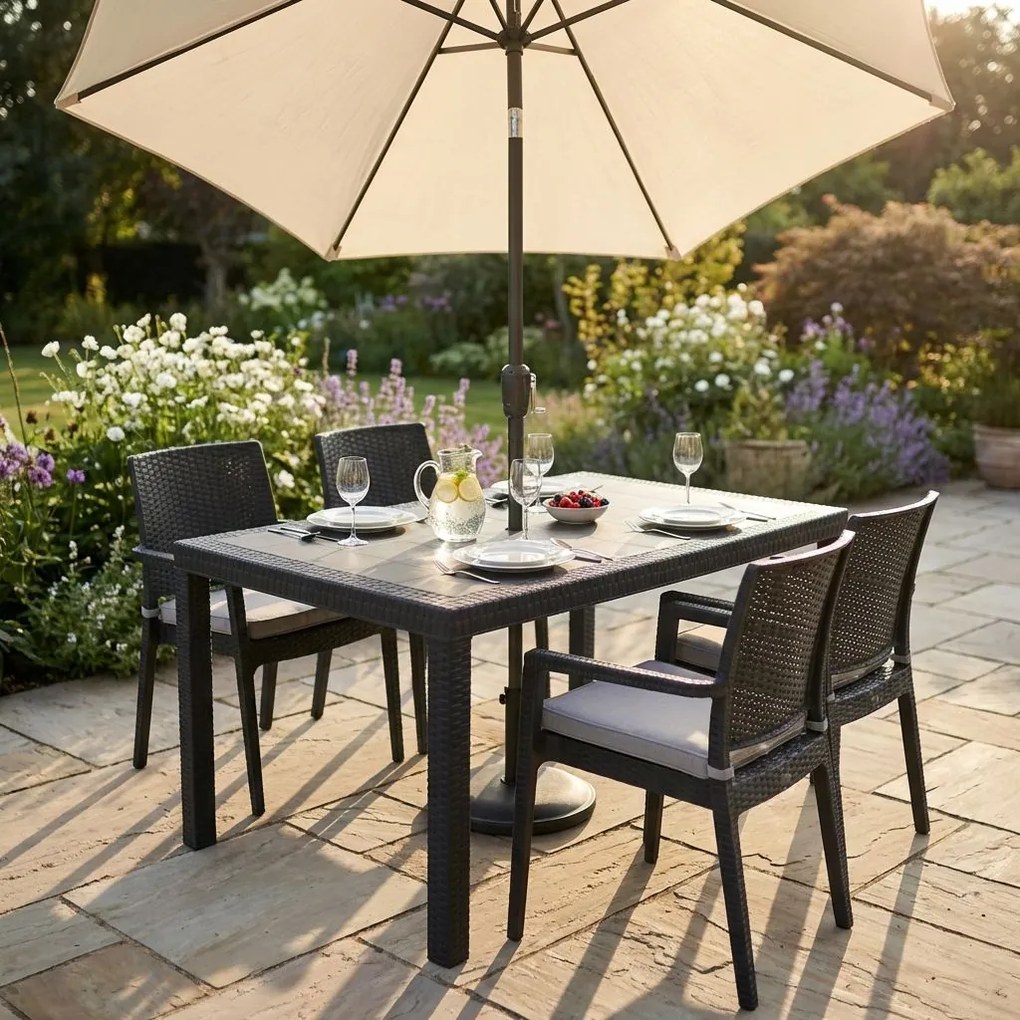 CALIGOLA - tavolo da giardino in resina effetto rattan