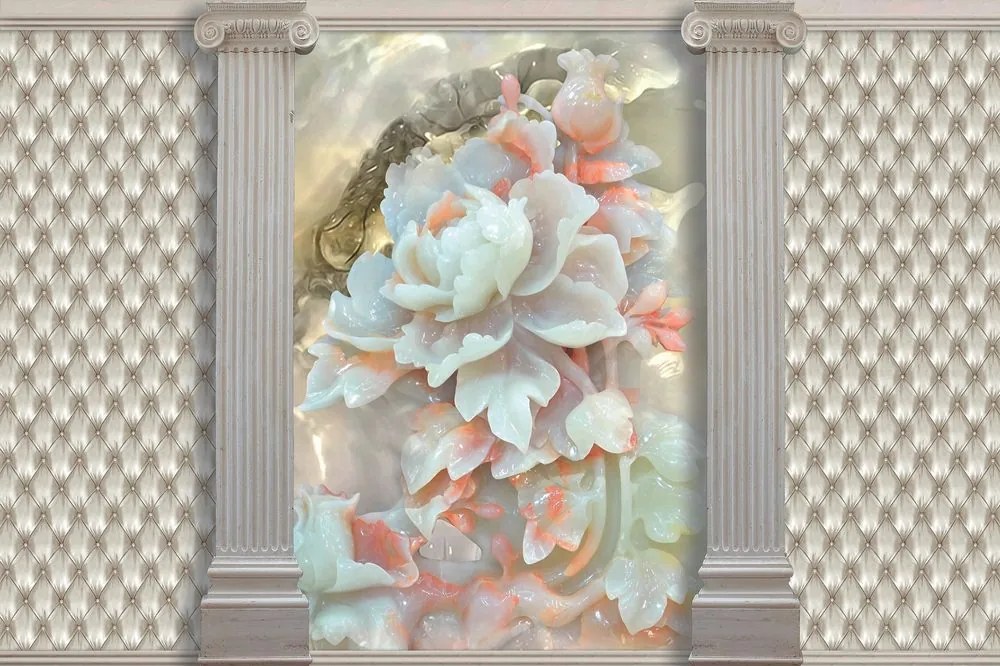 Carta da parati – Fiori di lusso tra colonne