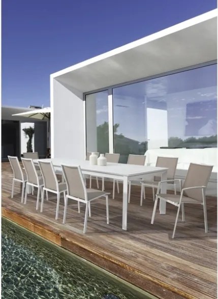 Tavolo Allungabile In Alluminio Bianco Per Esterni 110x200-300 Konnor Bizzotto