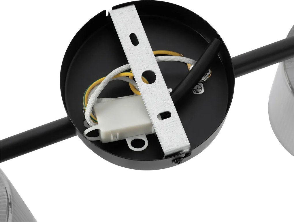 Faretto da soffitto nero con vetro fumé 2 luci orientabile - Laura