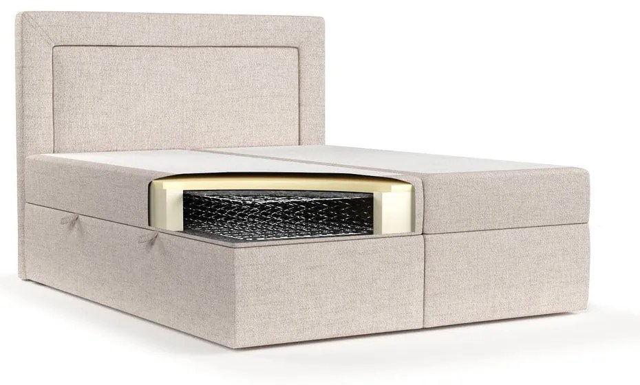 Letto boxspring beige con contenitore 160x200 cm Imagine - Maison de Rêve