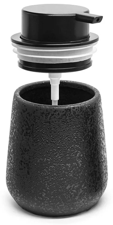 Dispenser sapone liquido in ceramica nero con effetto glitter