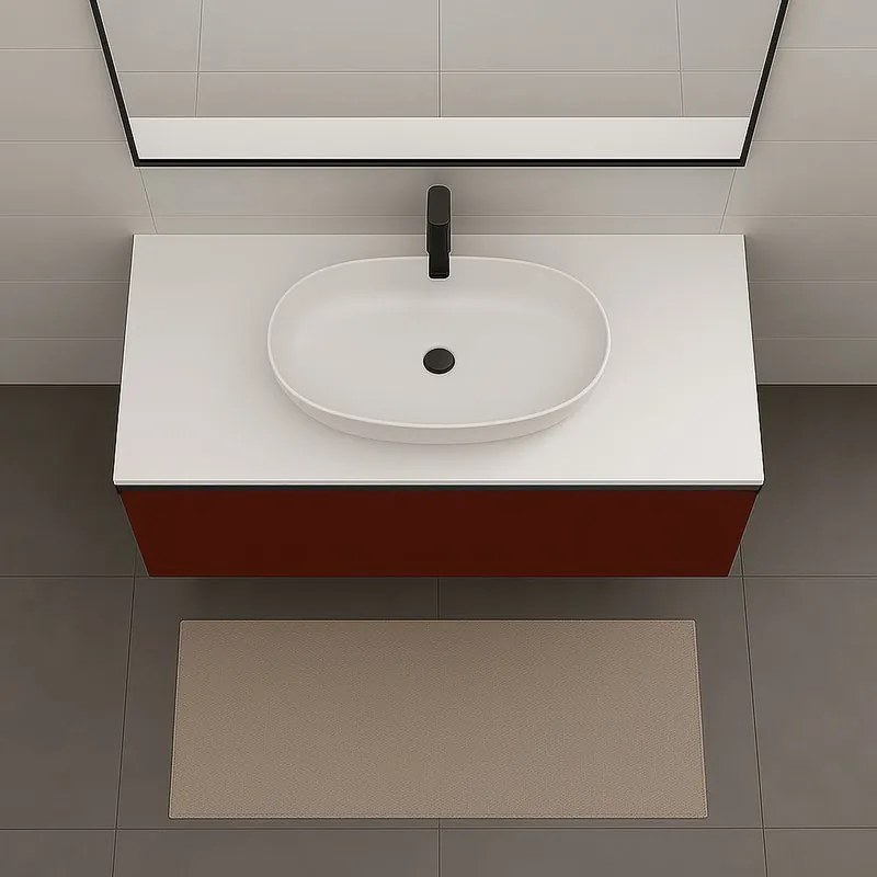 Mobile da bagno sospeso sotto lavabo L 99.5 x H 40 x P 45.5 cm rosso opaco, 1 cassetto Fusion