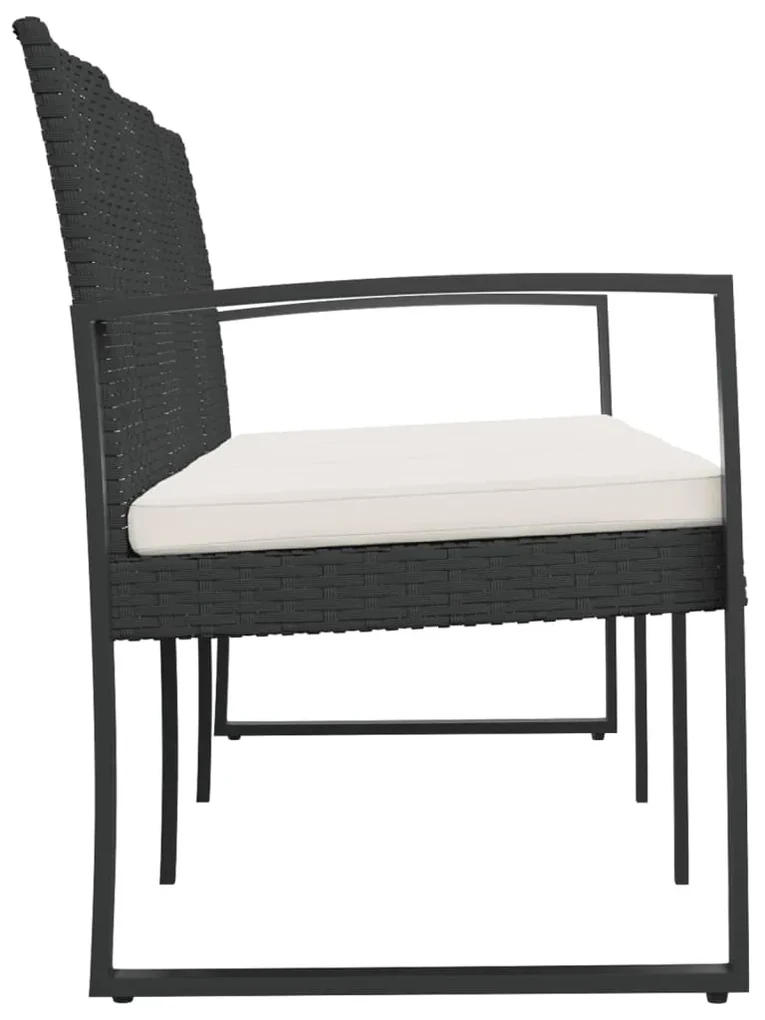 Panca da giardino a 3 posti con cuscini in rattan pp nero