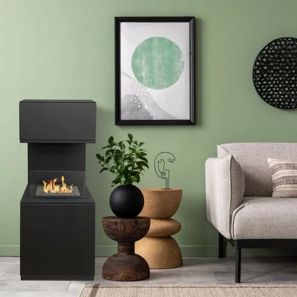 Camino a bioetanolo da terra Oslo in acciao nero L38xP38xH100 cm