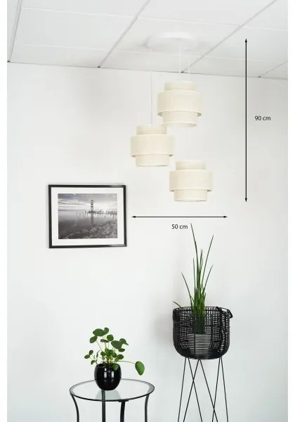 Brilagi - Lampadario a sospensione SPACE YUTE 3xE27/15W/230V crema/bianco