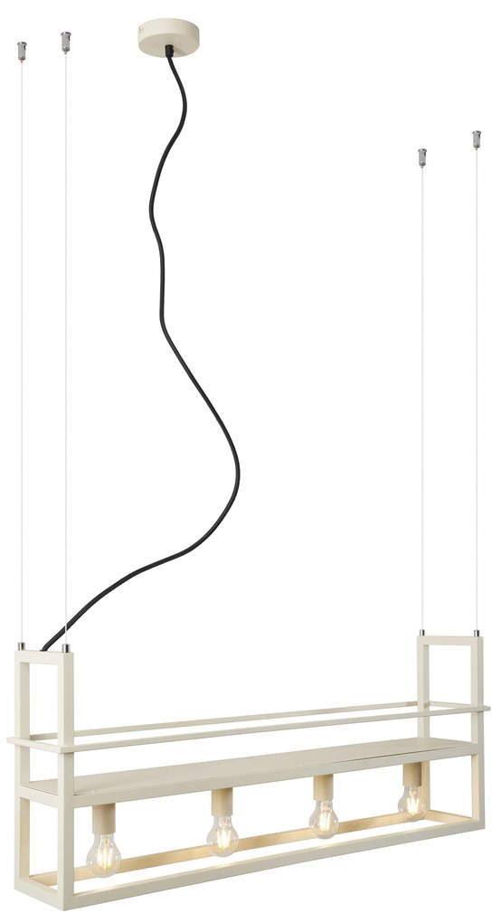 Lampada a sospensione industriale beige a 4 luci - Cage Rack