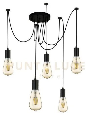 Squiggle 5lt pendant - metallo nero e cavi