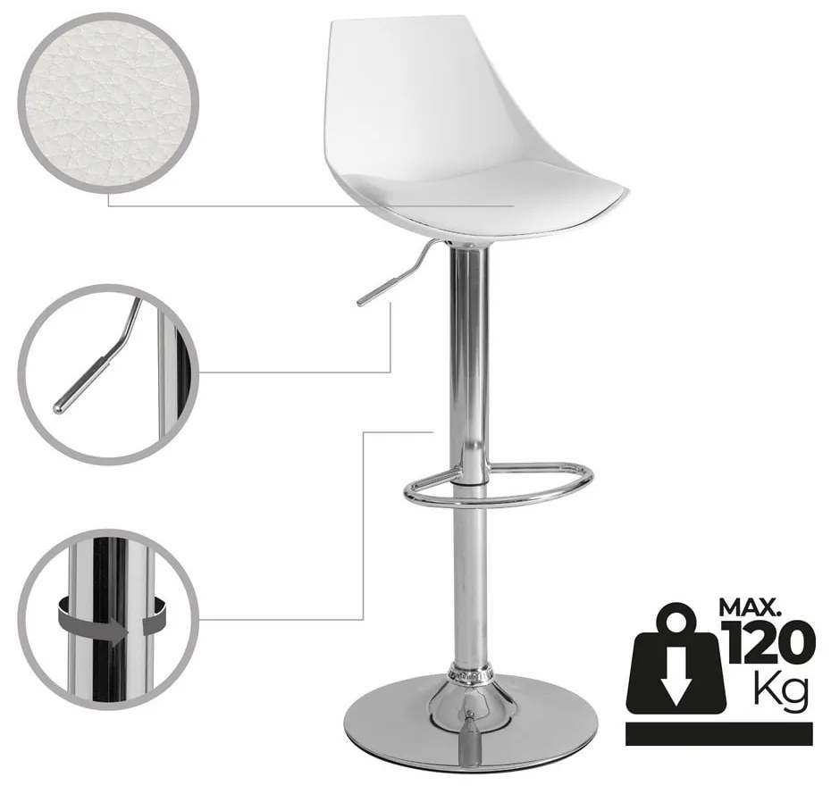 Sgabelli da bar bianchi ad altezza regolabile in similpelle in set di 2 (altezza seduta 56,5 cm) - Casa Selección